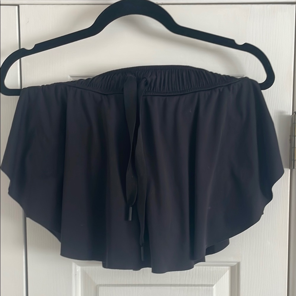 Black Flowy Skorts with Adjustable Waist
